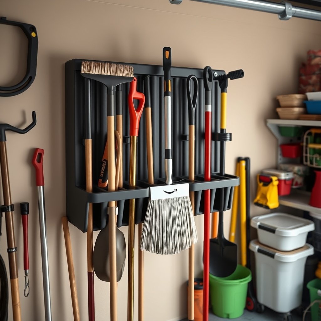 broom holder in action